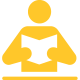Icon of person reading a book or report